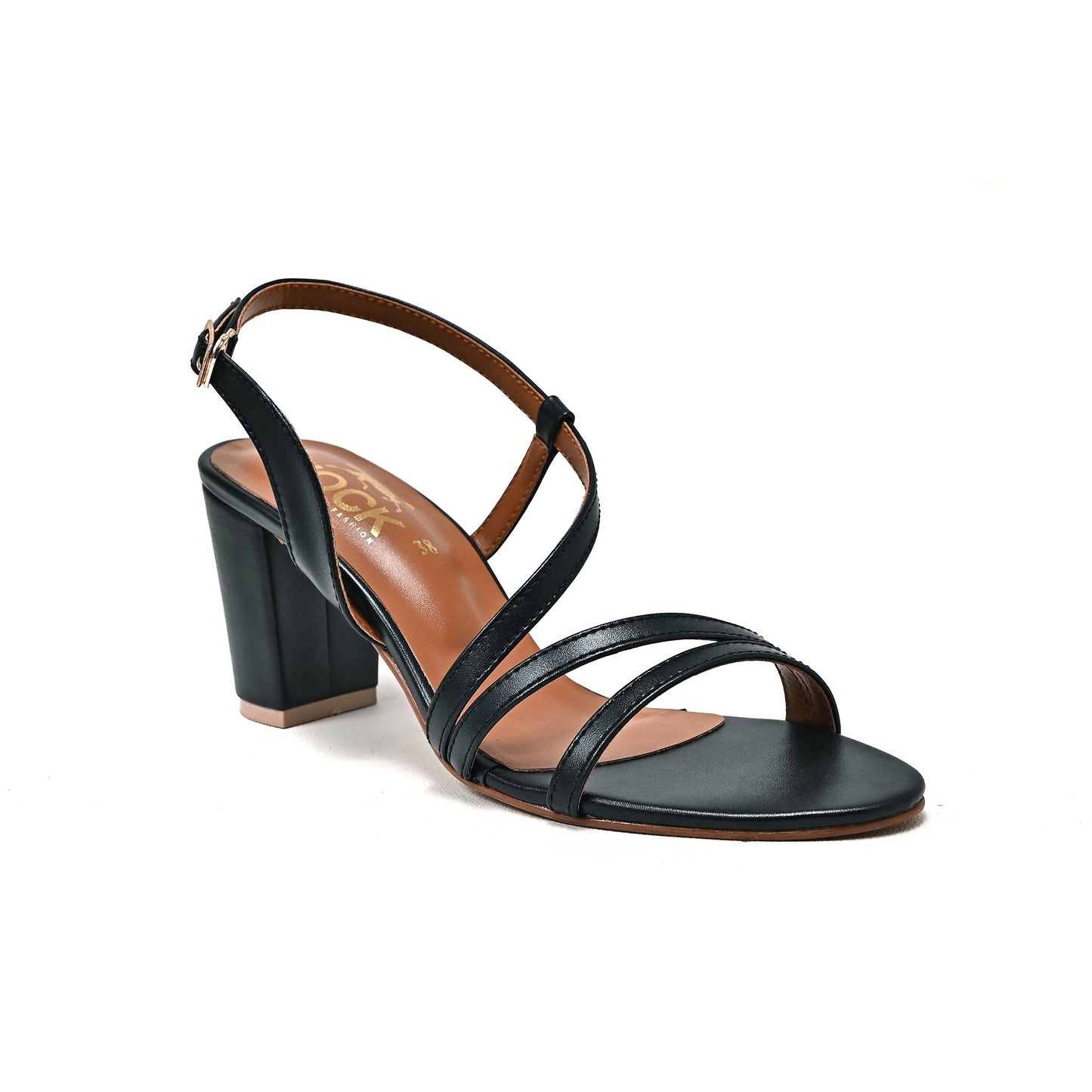Trapeze Strap Block Heels (Black)
