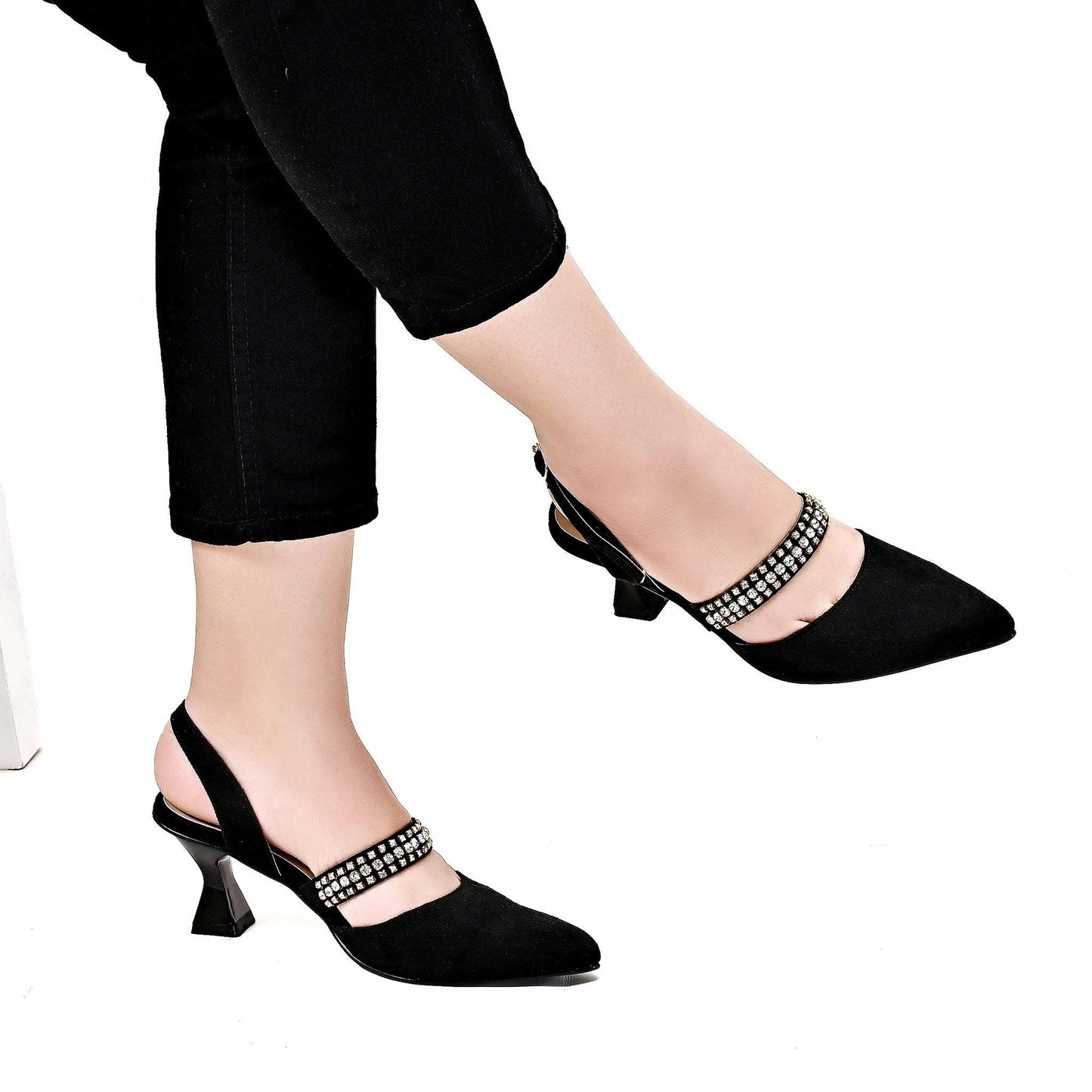 Crystal Strap Ankle Mules