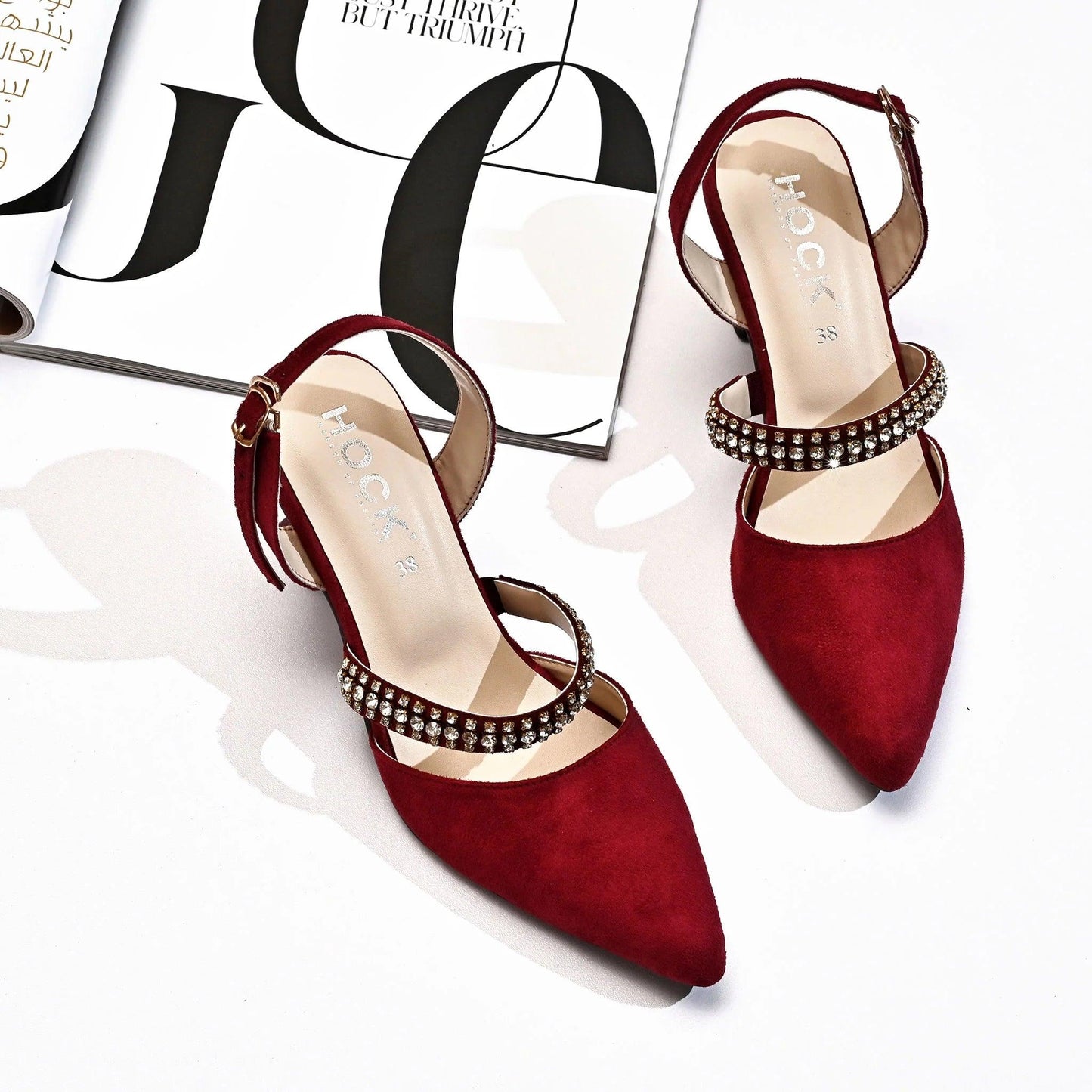 Crystal Strap Ankle Mules