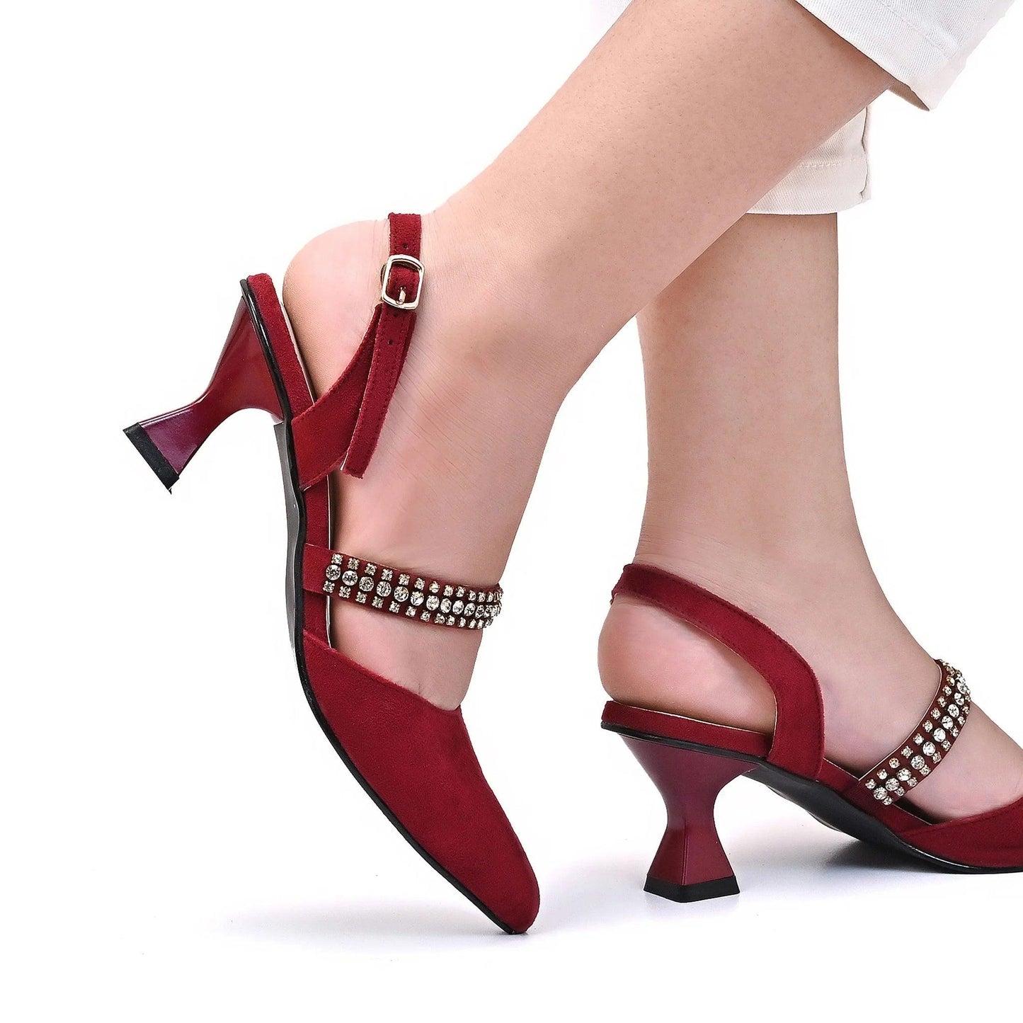 Crystal Strap Ankle Mules
