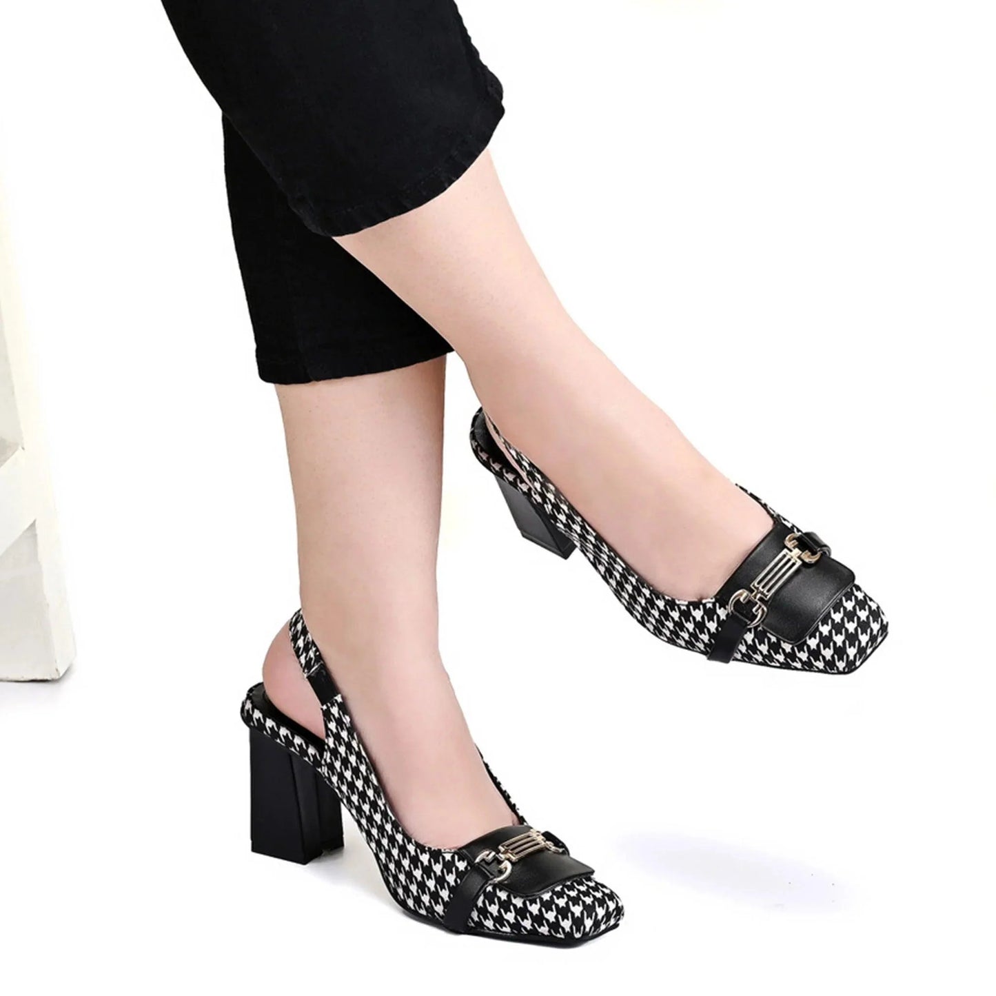 Checkered Slingback Heels