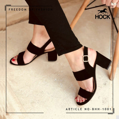 HOCK BLOCK HEEL SANDAL  (BLACK)