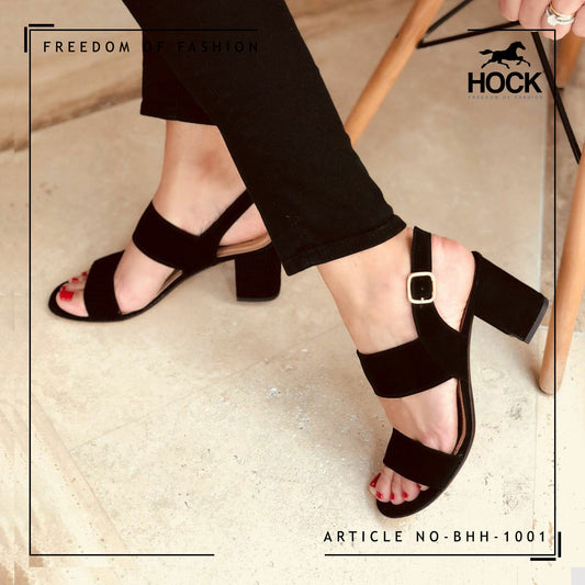 HOCK BLOCK HEEL SANDAL  (BLACK)