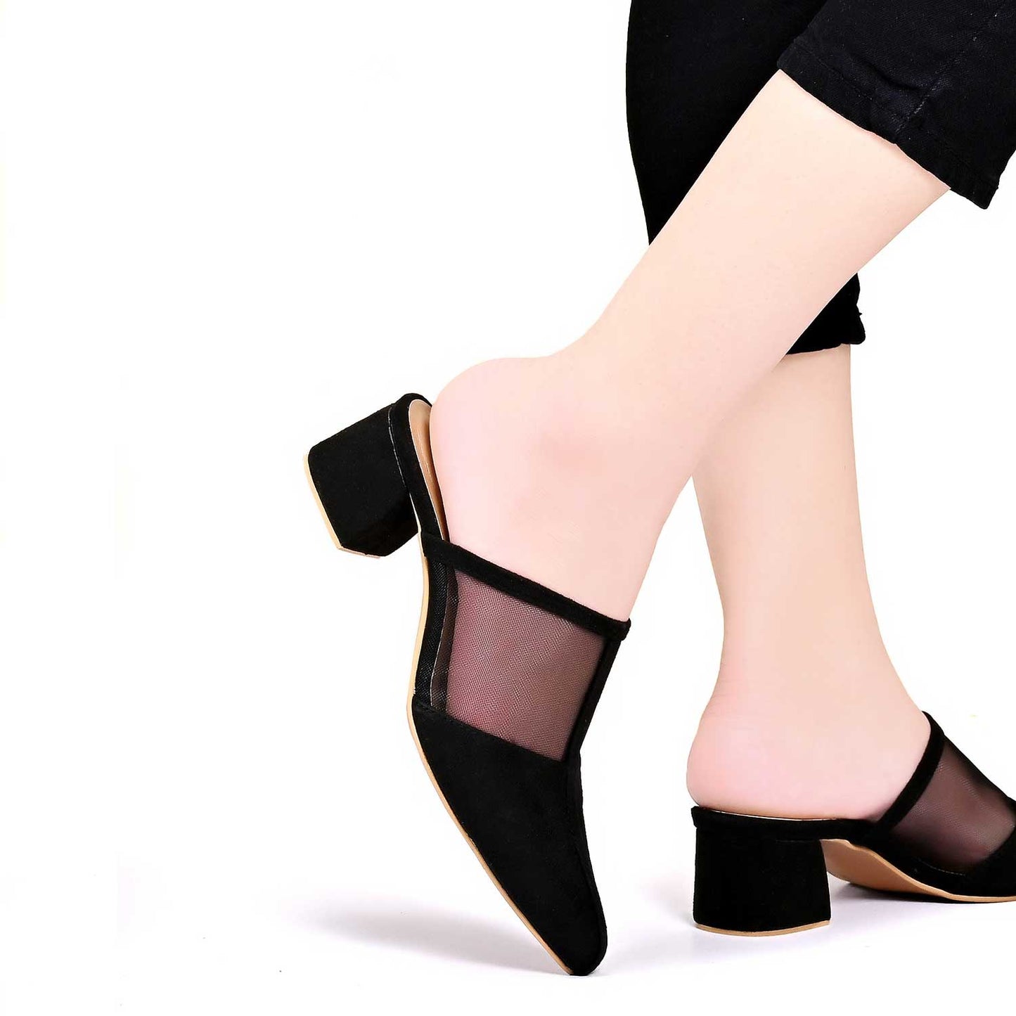 Mesh Pointed-Toe Mules