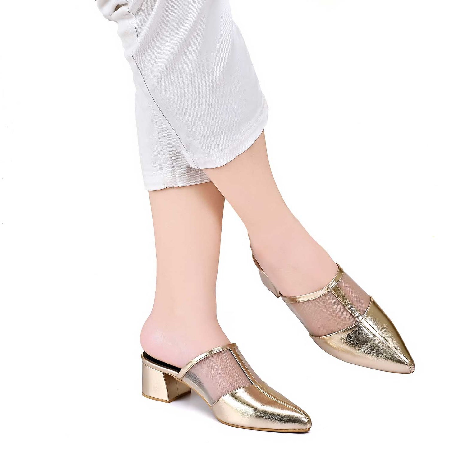 Mesh Pointed-Toe Mules