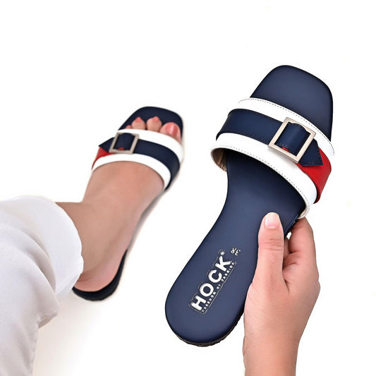 Metallic-BuckleStrap Slides (BLUE)