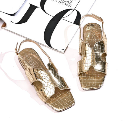 Metallic Croc-Sandals